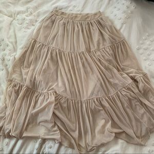 Zara beige tulle tiered maxi skirt